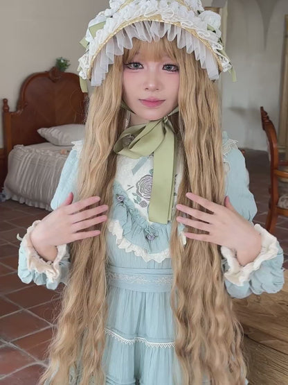 44" Extra Long Blonde Wig with Bangs - Curly Lolita Synthetic Wig for Women’s Rapunzel, Wedding, & Cosplay